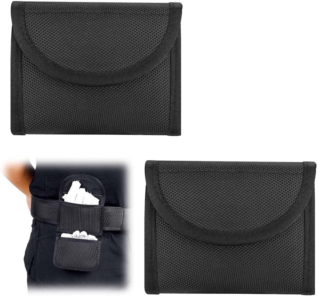 2 Stuks Servicehandschoen Tas met Dubbele Zak voor Latex Handschoenen - Zwart, 5.5 cm, Handig en Duurzaam