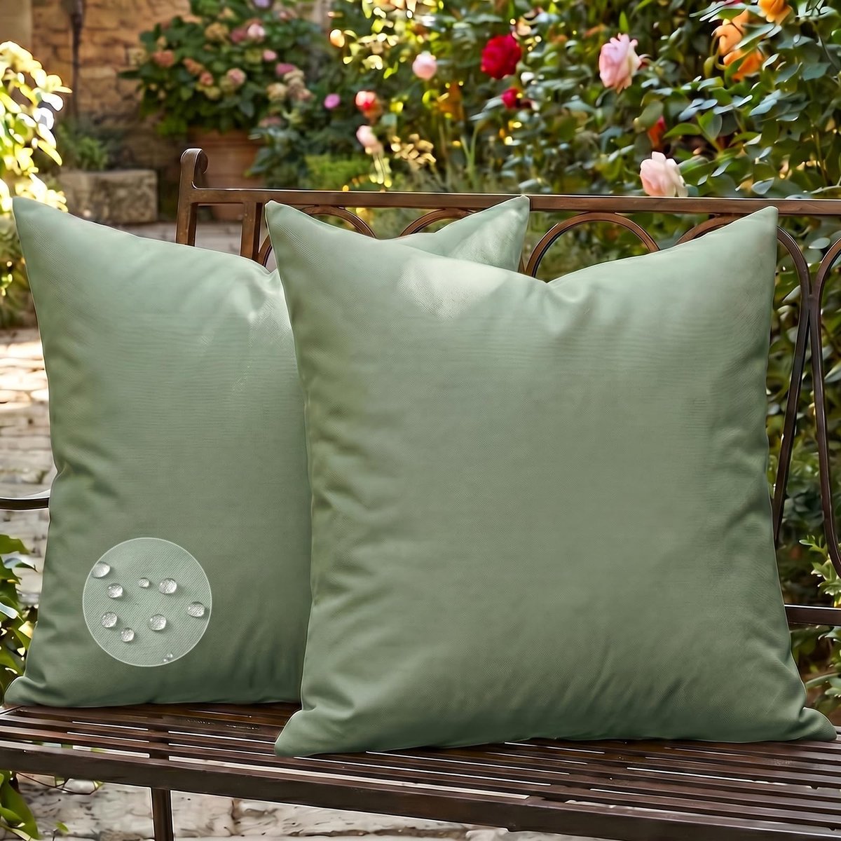 Omgoods - Waterdichte Tuinkussenhoes in Saliegroen 50 x 50 cm