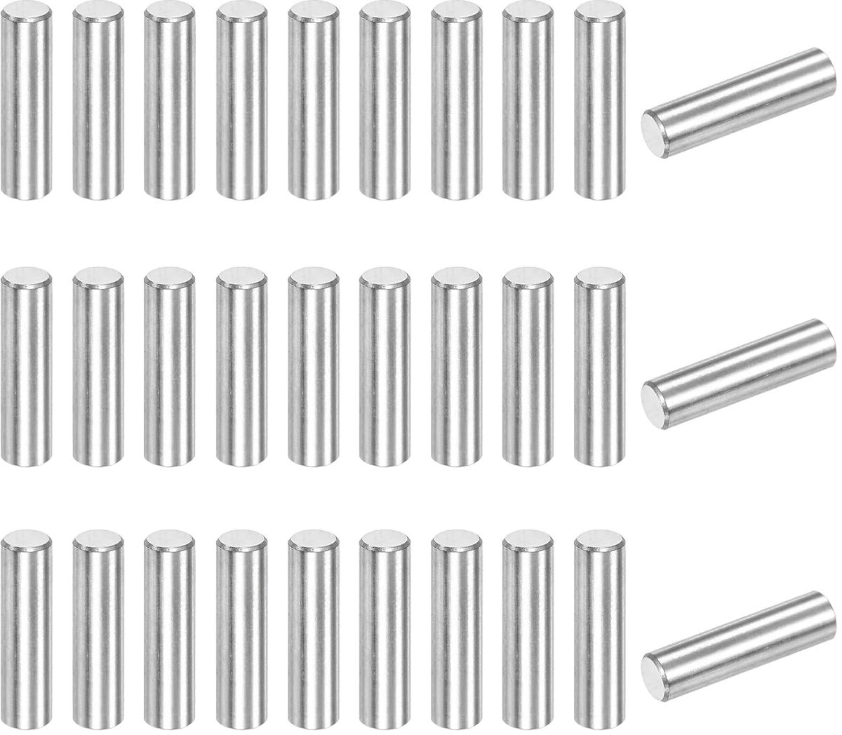 40 stuks 316 roestvrijstalen cilindrische bevestigingspinnen voor metalen apparaten/houten projecten, 3 x 12 mm, zilver