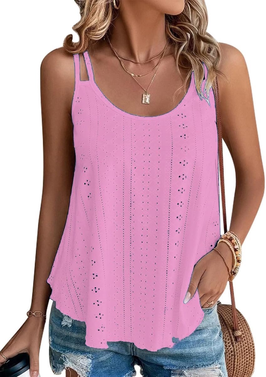 Tanktop zomer spaghetti cami blouses tops bovenstuk mouwloos camisole shirt, A-roze, XL