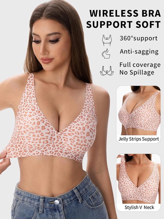 Zonder beugel, push-up beha voor dames, naadloos, met vulling, comfortabele Jelly Bras — afbeelding 4
