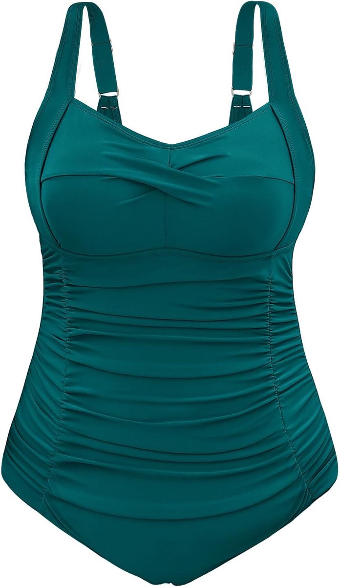 Eendelig badpak voor dames, grote maten, sexy push-up V-hals, eendelig, buik, curvend, L-4XL