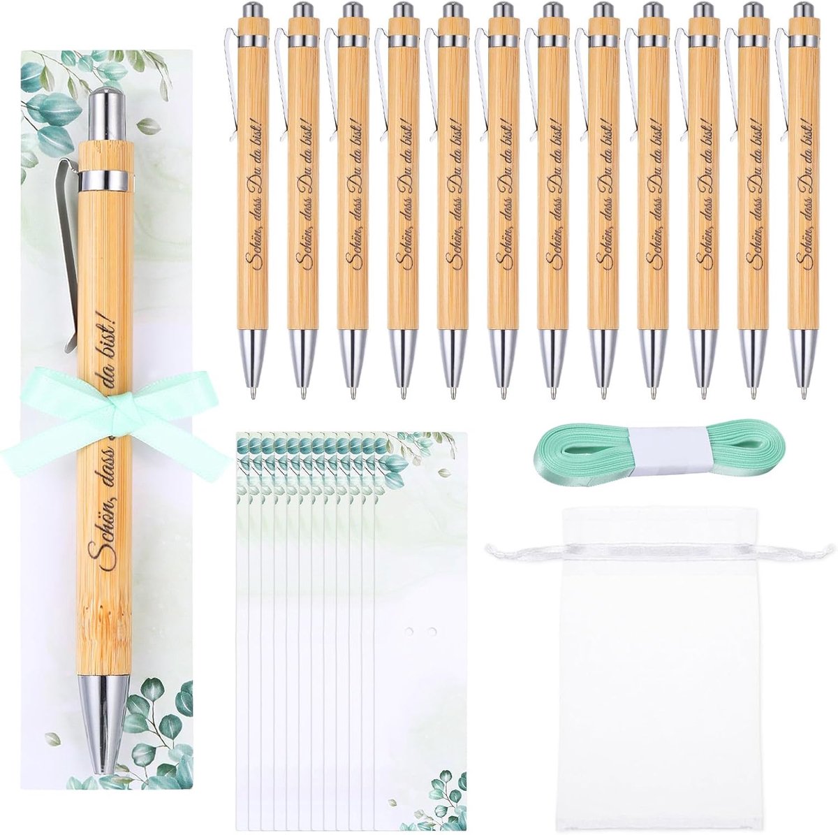 Balpennen, bedankje, klein met stift, kaart, band, gaastas, gastgeschenken communie (12)