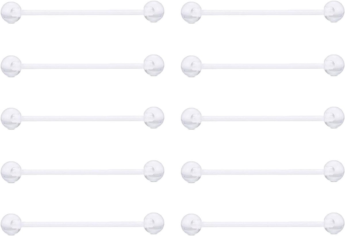 Piercing tong ringen 14G kunststof acryl transparant rechte barbells piercing sieraden 12 mm 14 mm 16 mm 18 mm