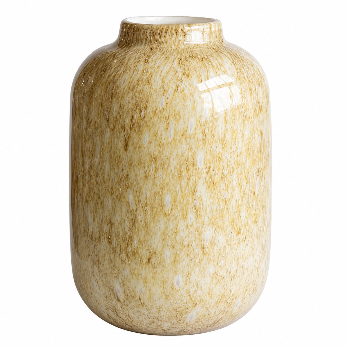 Vase The World Vaas Artic M Elite Marble Beige Ø22 x H35 cm - Mondgeblazen Glas - Design Vaas - Bloemenvaas - Woondecoratie
