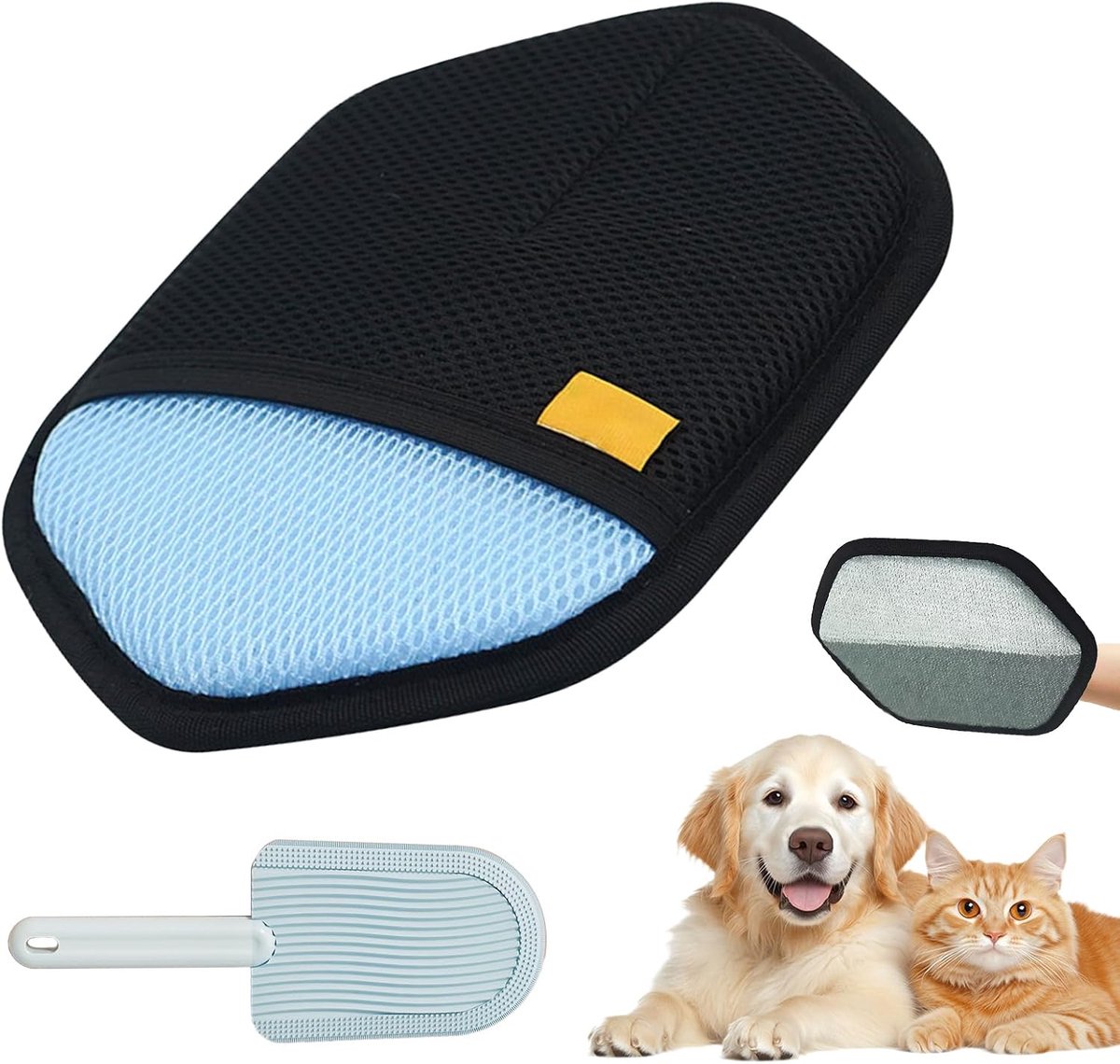 Handschoen en kattenhaarverwijderaar, handset, elektrostatische dierenhaarverwijderaar met upgrade-handschoen + multifunctionele vachtkam voor honden, katten, kleding