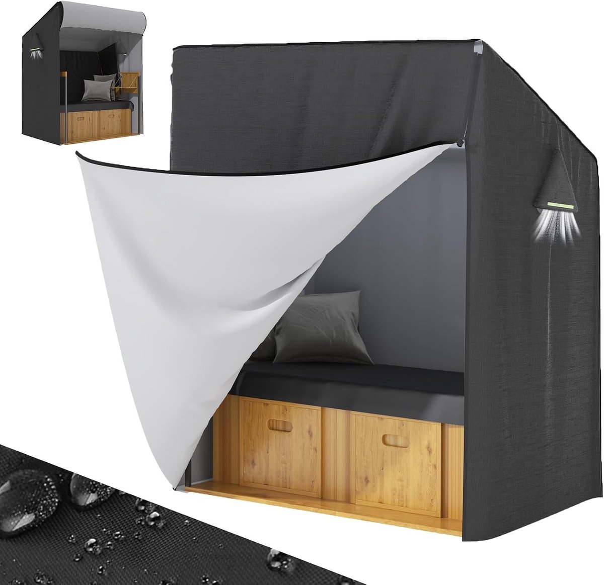 Afdekking Waterdicht, Strandstoel Beschermhoes Winterbestendig - Breed 120cm, 420D Oxford Afdekhoes Strandstoel UV Bestendig Afdekkap voor Strandstoelen, 120*90*155/140cm