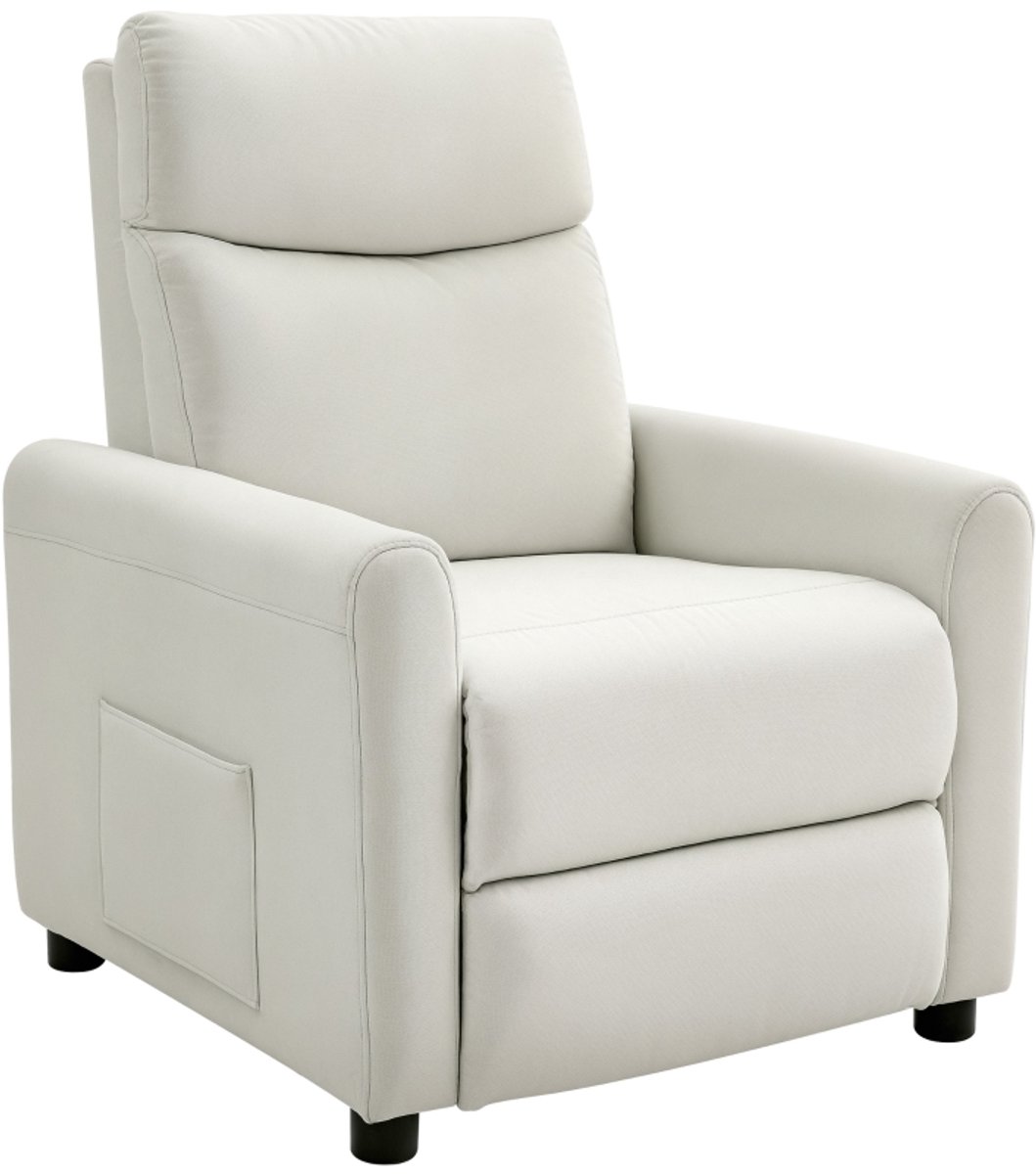 MIVRAY Relaxfauteuil 73 Breed 86 Diep 100 Hoog Cm Handmatig Met 145 Graden Ligfunctie En Voetsteun Voor Woonkamer Van Stof Crème Wit