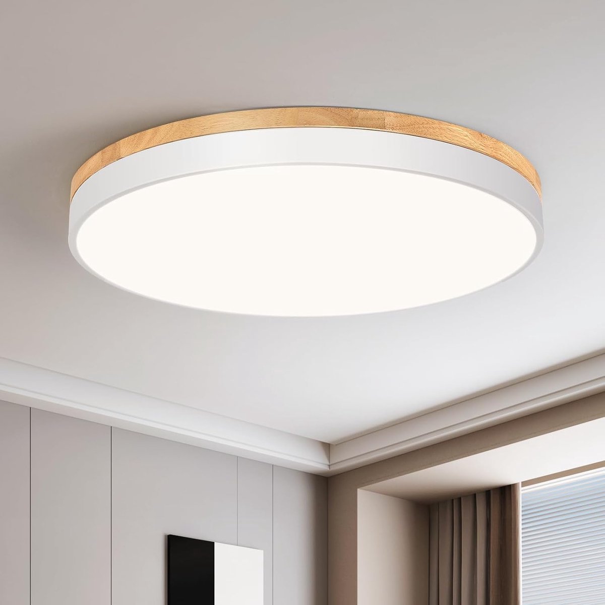 Plafondlamp | Moderne houten plafondlamp, voor woonkamer, slaapkamer, keuken, badkamer, hal, eetkamer, lounge