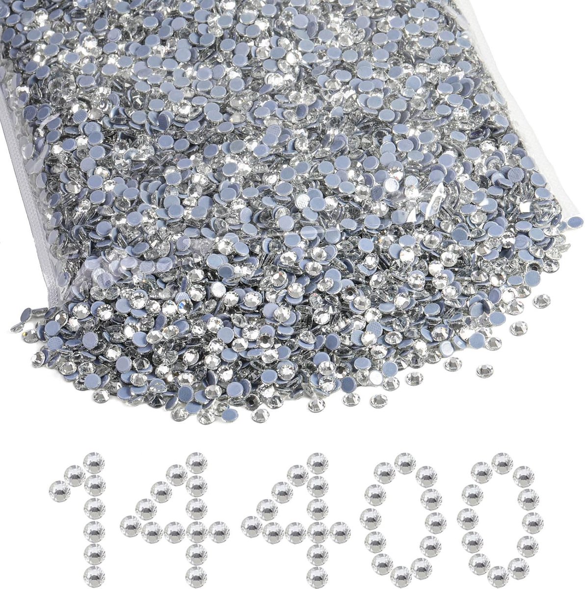 Hotfix Strass in Bulk, 14400 Stuks Kristal Hot Fix Strass voor Handwerk Kleding DIY Decoratie, Kristal, SS20, 4,6-4,8mm