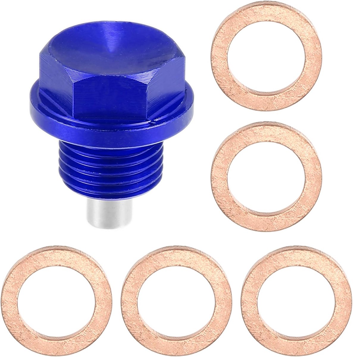 1 set afvoerschroeven M16 x 1,5 stop voor motoroliekarter met 5 sluitringen voor auto, blauw