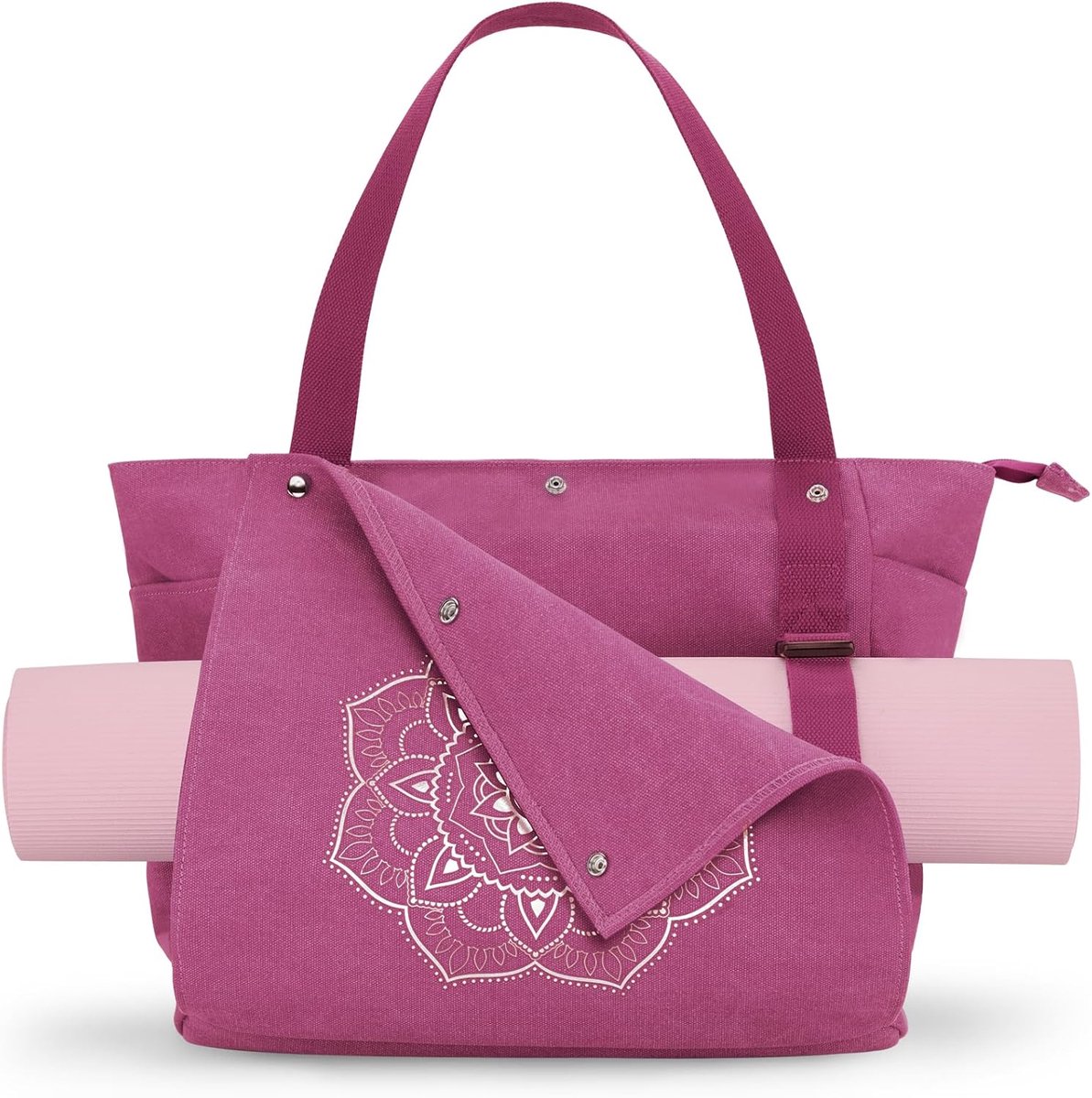 Yogamat Tas, Sporttas Draagtas met Meerdere Zakken voor Vrouwen en Mannen, Canvas Yogamat Drager – Eenvoudig Yogamat In- en Uitnemen voor Pilates, Reizen, Training, Kantoor