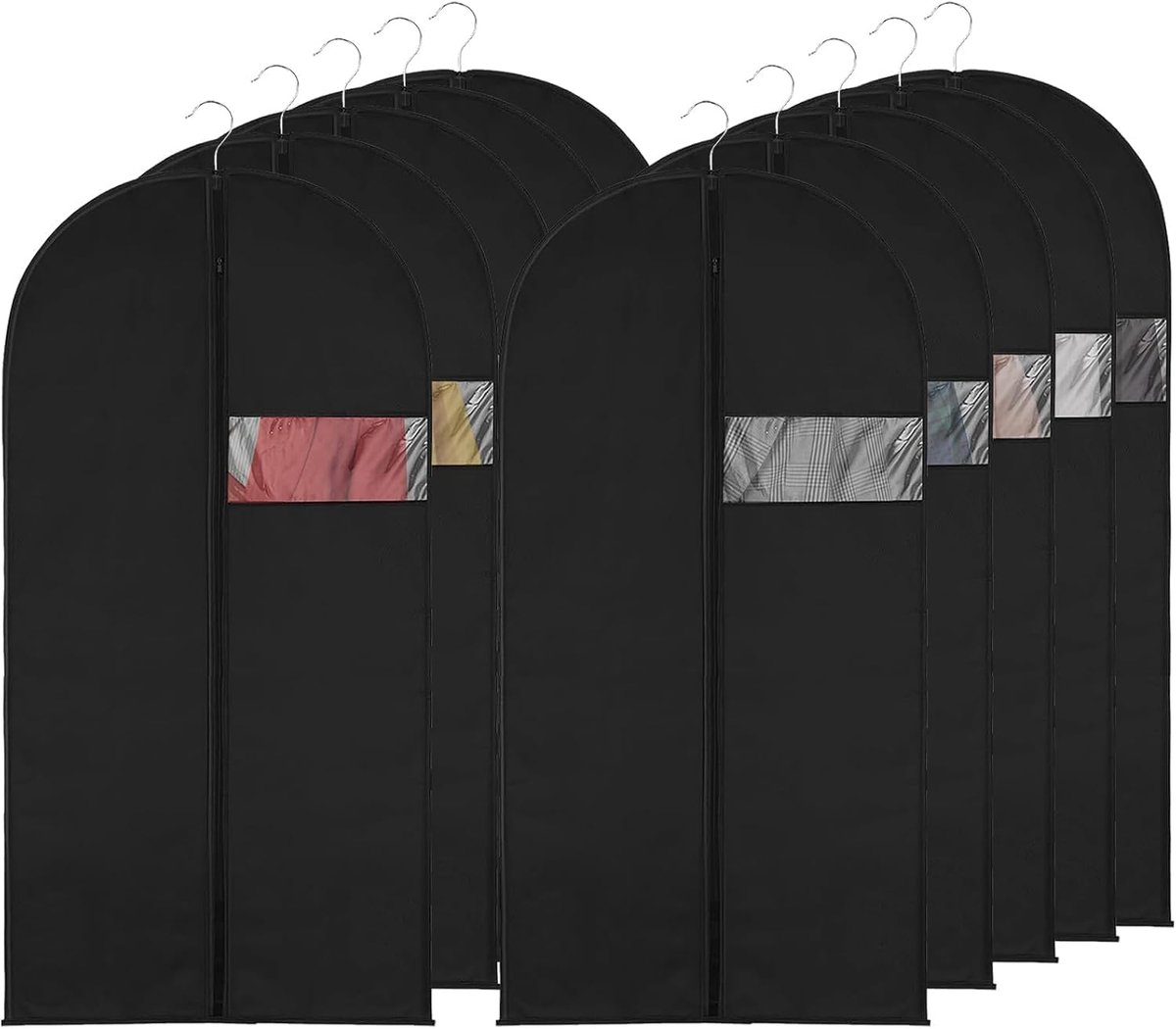10 stuks stofdichte kledingbeschermhoezen, 60 x 120 cm, stofdicht, kledinghoezen met transparant venster, kleding voor jas, overhemd