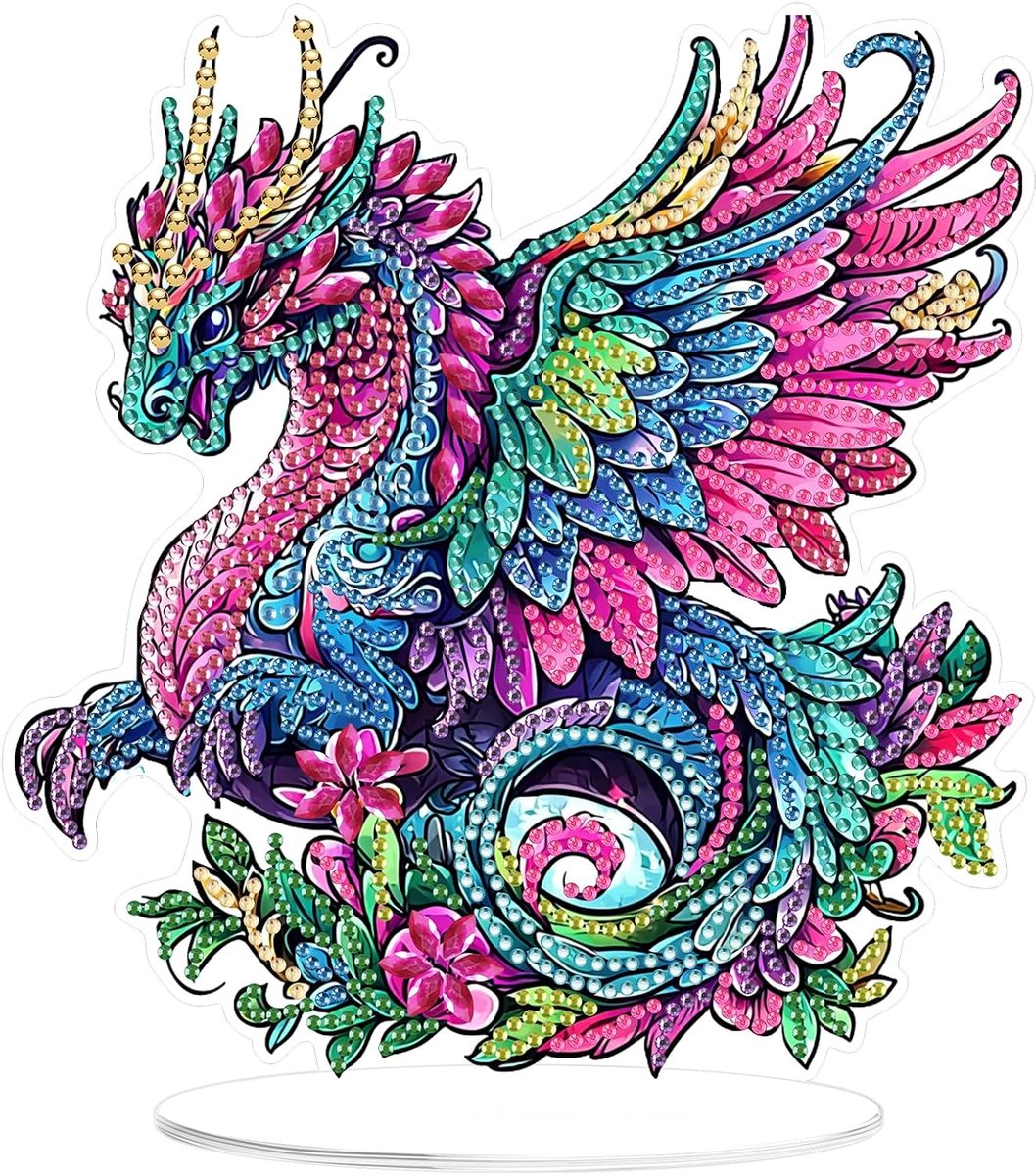 5D Draak Diamond Painting Tafelornament, DIY Diamond Painting Kit Volwassenen Kind, Dieren Diamant Schilderij Tafeldecoratie, Ornament Schilderij voor Desktop Decoratie Geschenken