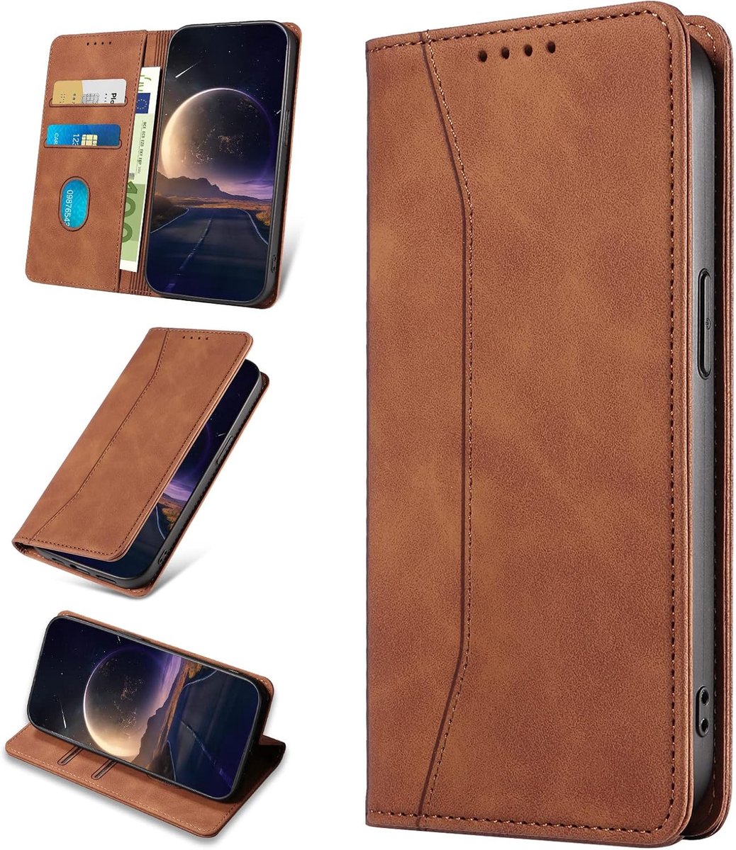 Hoesje voor Xiaomi Redmi Note 10 4G / Redmi Note 10S, Hoogwaardige Kunstleren Bookcase Hoes met Pasjeshouder, Telefoonhoesjes Wallet Case voor Redmi Note 10 4G / Redmi Note 10S (Bruin)