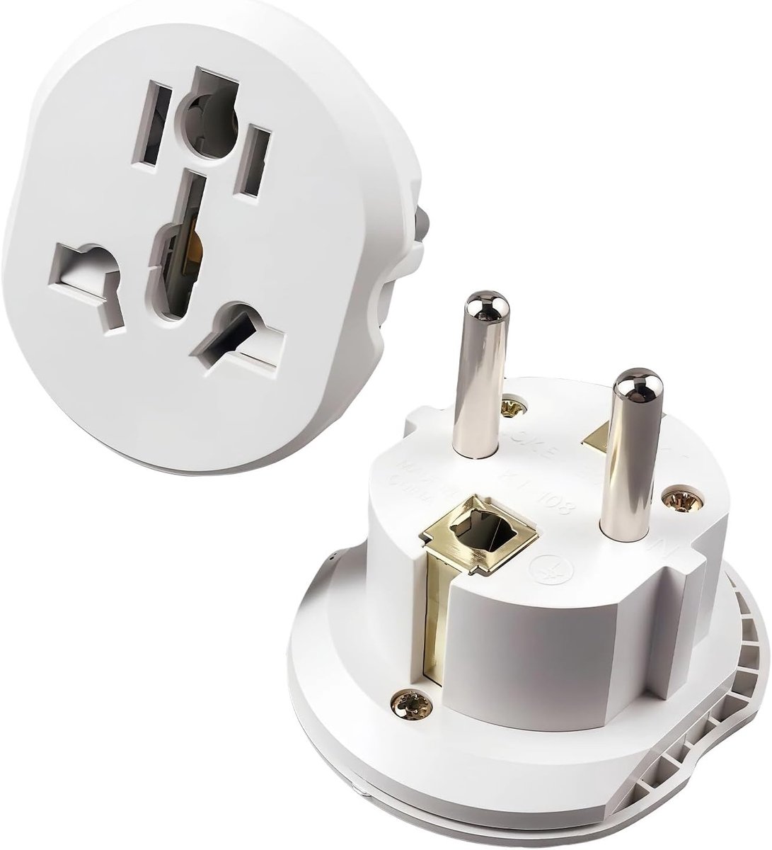 Stekkeradapter, 2 stuks, EU-reisadapter