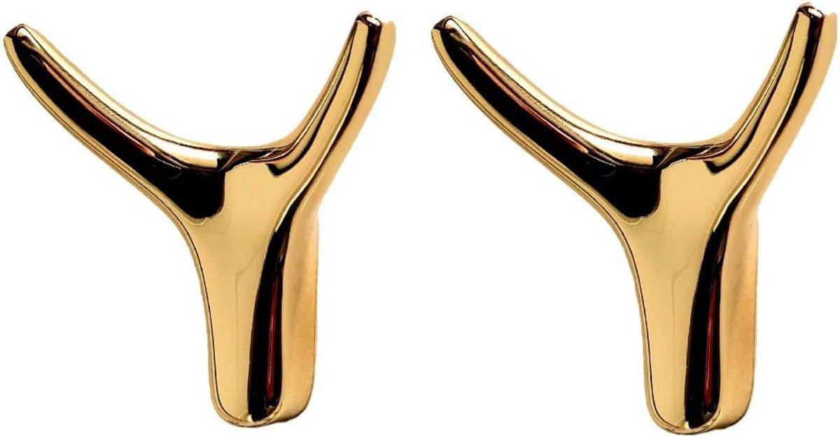 2 wandhaken goud glanzend metaal handdoekhouder garderobehouder kledinghaken