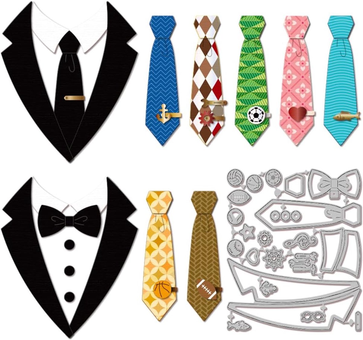 Stropdassen Snijden Dies voor DIY Scrapbooking Metalen Strikken Cut Dies Tie Clips Die Cuts Voor Kaarten Maken Embossing Fotoalbum Craft Decor