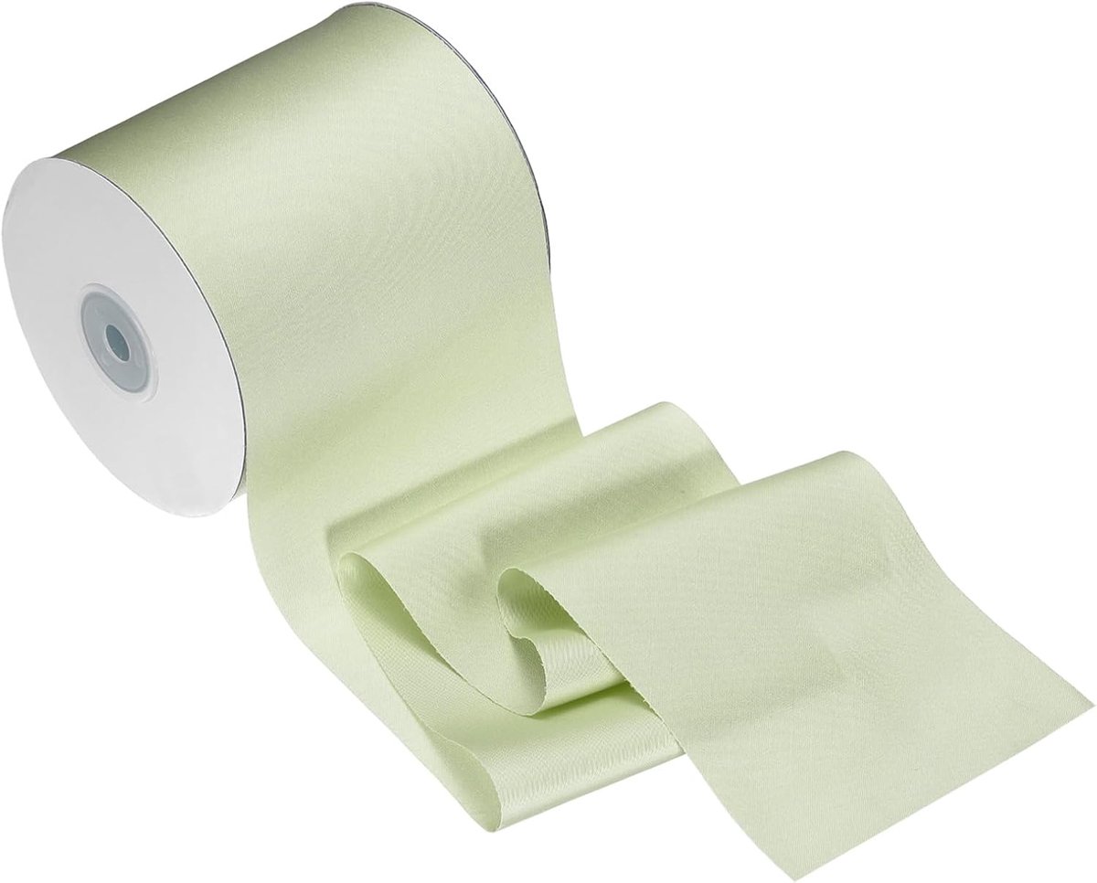 Dubbel satijnen lint (10 cm x 10 yard, groen) - Dubbelzijdig dik polyester satijnen lint effen stof, van toepassing op bruiloftsfeestdecoratie/grote openingsceremonie/strikken maken