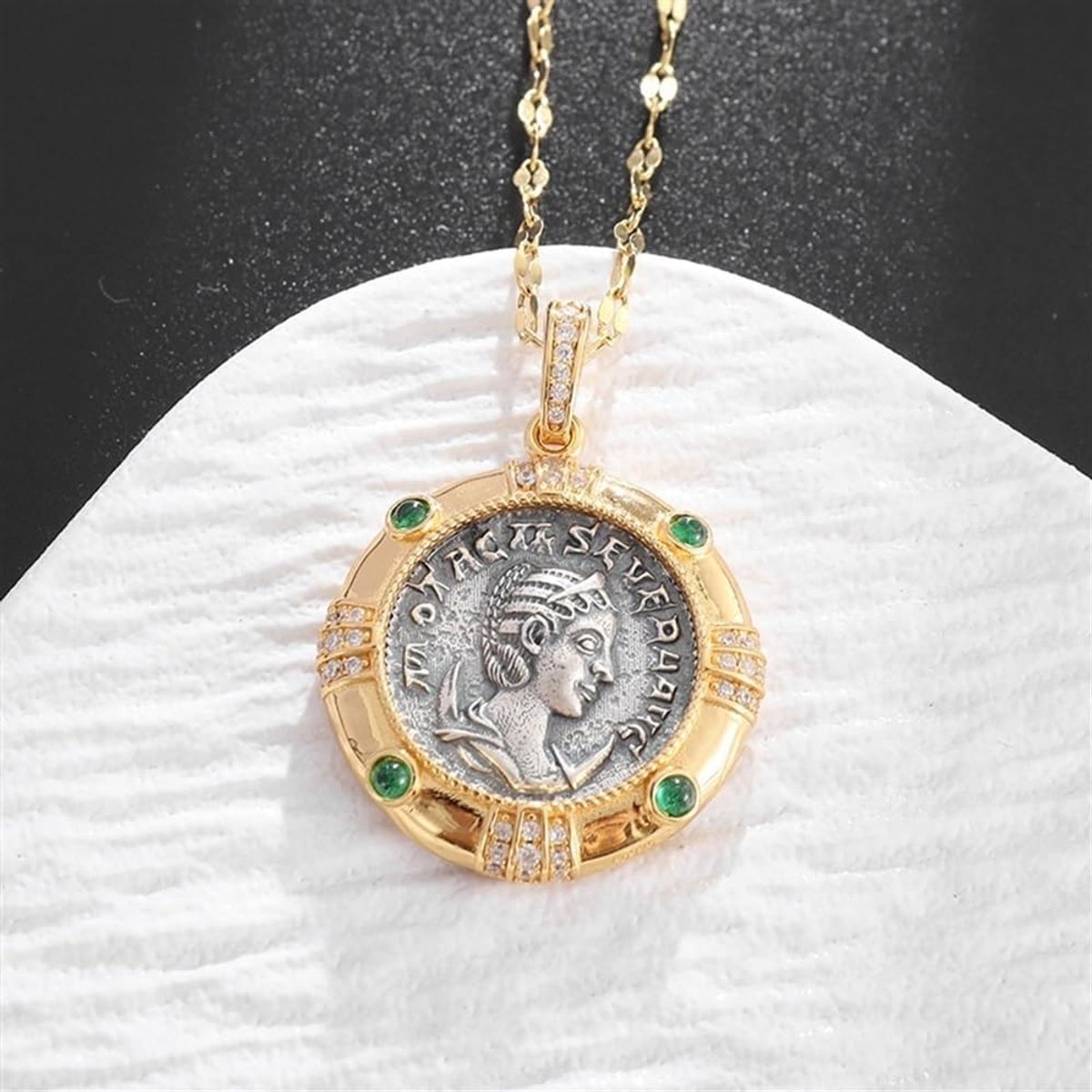Romeinse Geluks Godin Koningin Antieke Munt Wonderbaarlijke Medaille Ketting,Oude Romeinse Symbool Amulet Ketting Vrouwen