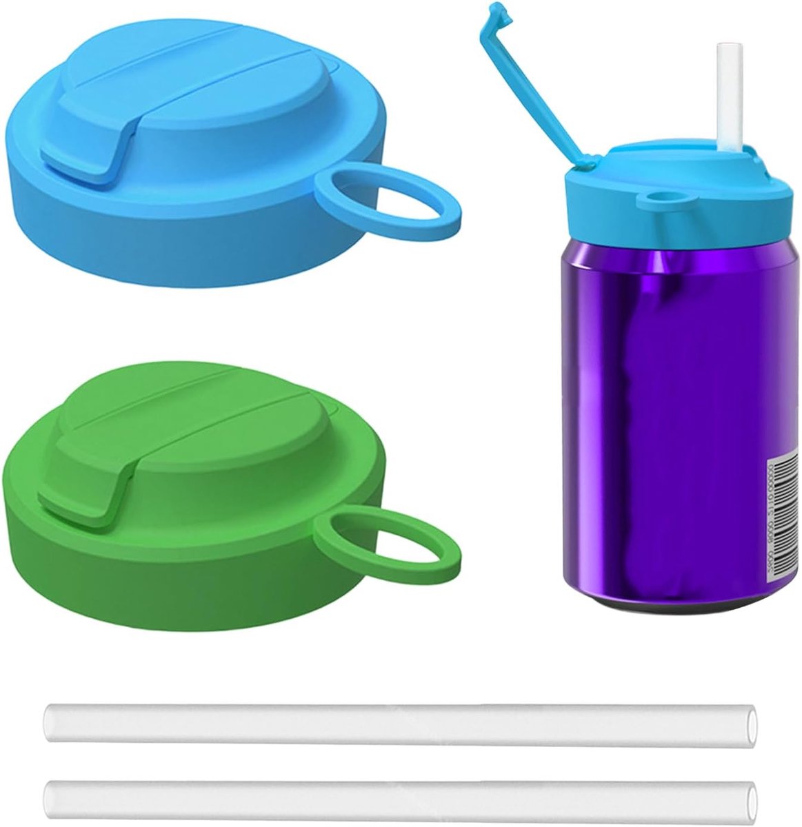 2 stuks siliconen soda blikdeksel met rietje, blikdeksels voor koolzuurhoudende drank, herbruikbare biercola-blikhoezen, stofdichte siliconen afdichtingskap, morsbestendige blikhoezen met flipcover