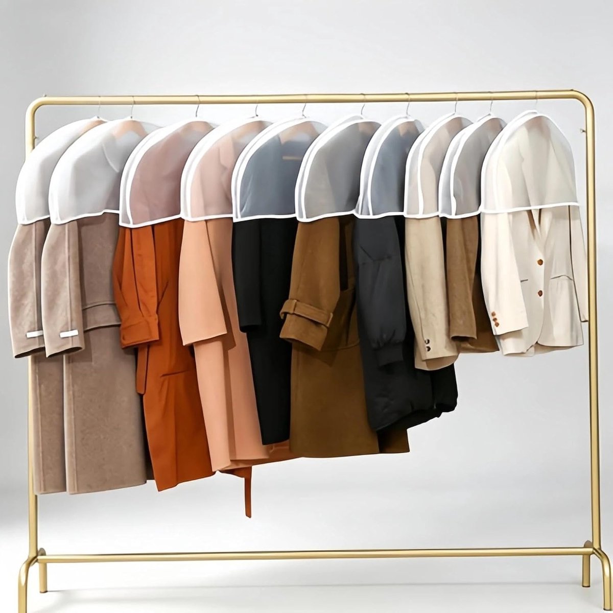 10 stuks kledingbeschermhoezen 28 x 60 cm, PEVA kledinghoezen kort, herbruikbare pakhoezen voor smoking, blazers en overhemden, transparante kledingbeschermingsfolie