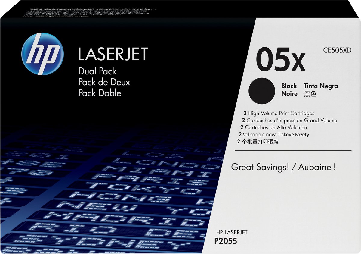 HP 05x duopack toner zwart CE505XD