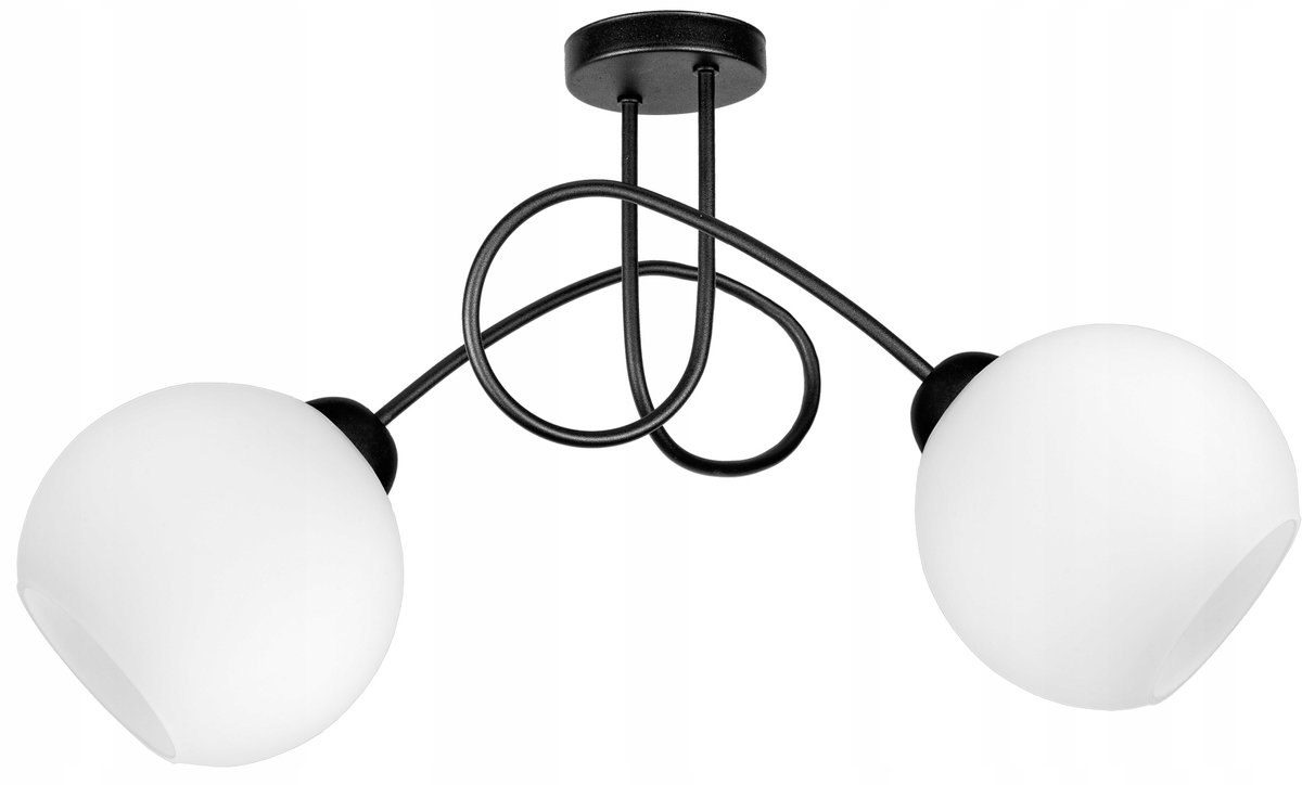Glazen Hanglamp Zwart Mat Wit 2xE27 Loft Stijl