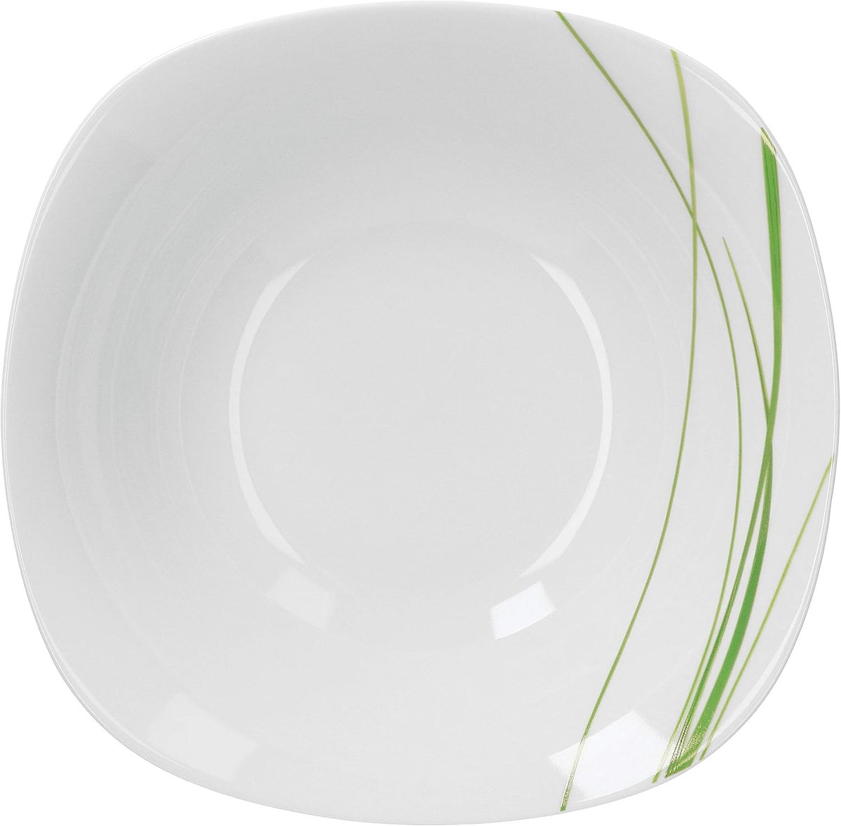 Well Serveerschaal Bali 1,25 l | grote buffetschaal | XL-serveerschaal voor salade en dessert | rietdecoratie groen | porseleinen servies | horeca