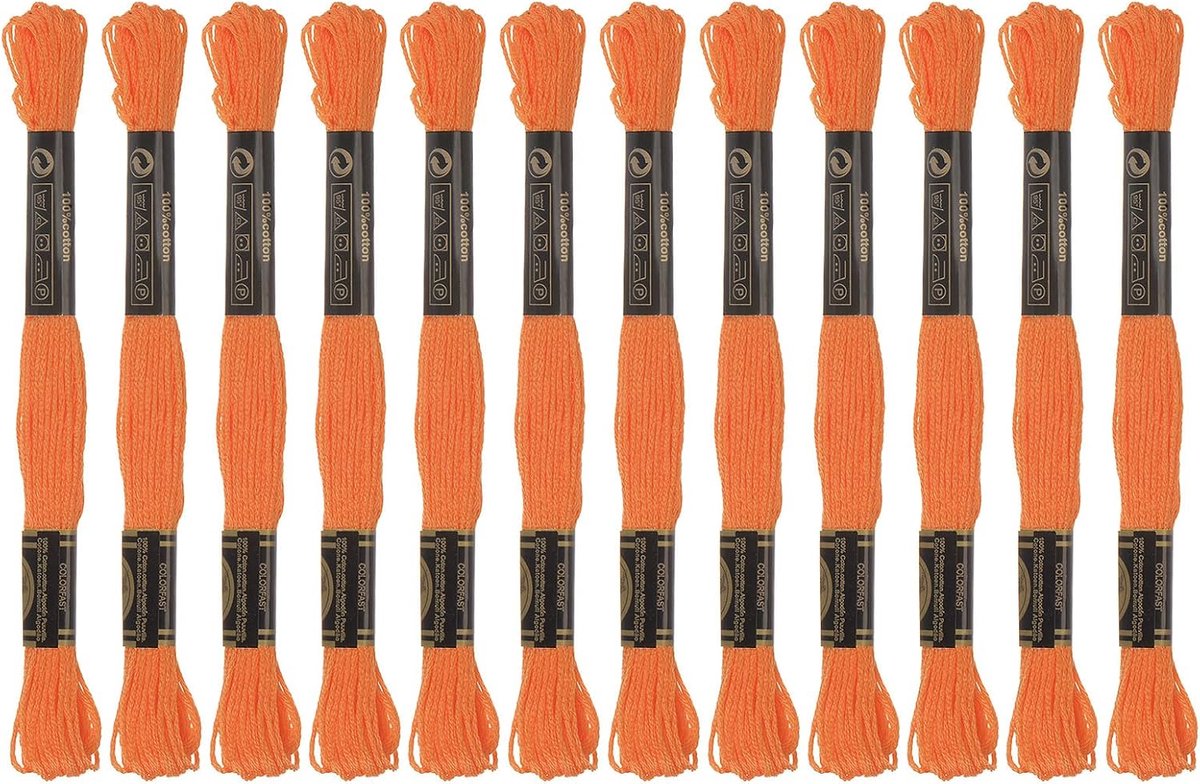 Sourcing map 12 strengen borduurgaren à 8 m van Egyptisch langvezelig katoen voor borduurprojecten en armbanden, oranje