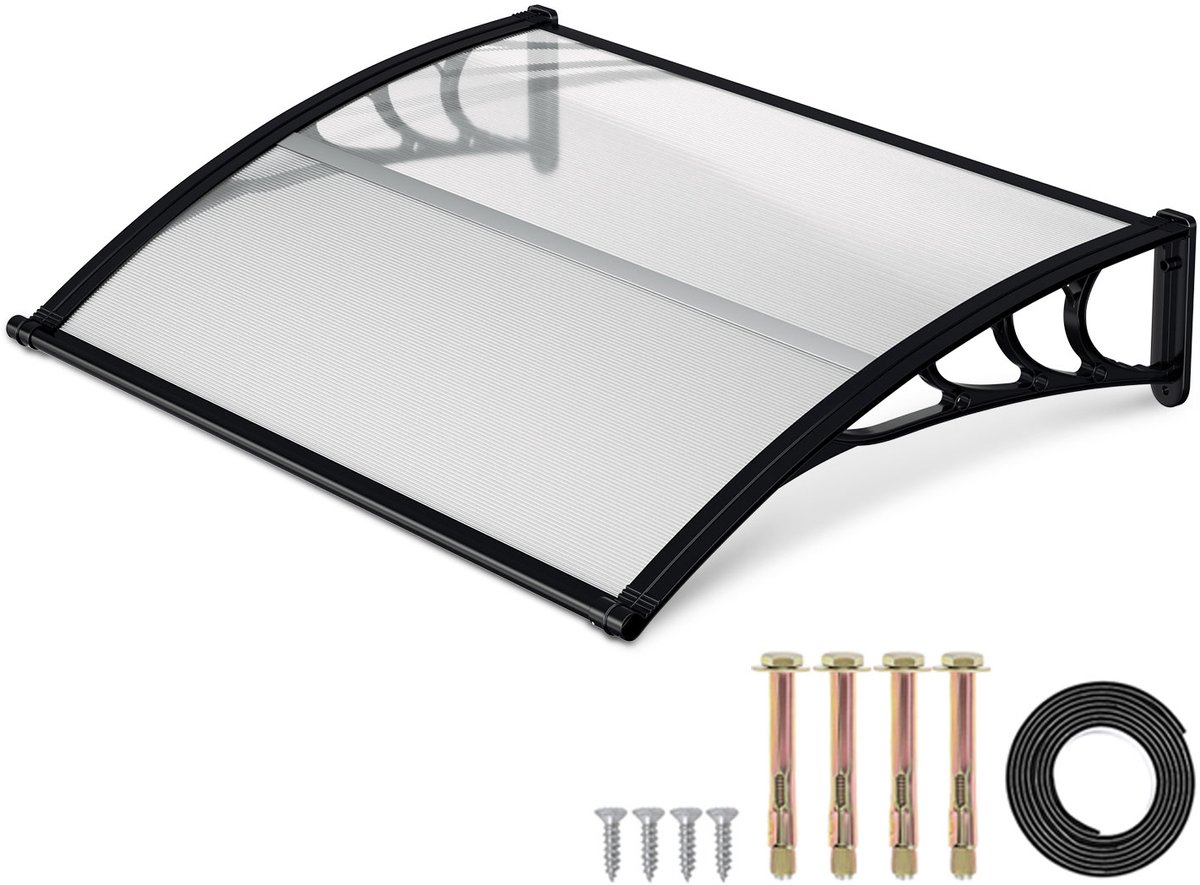 Afdak voor voordeur 150 x 100 cm - met regengoot - transparant