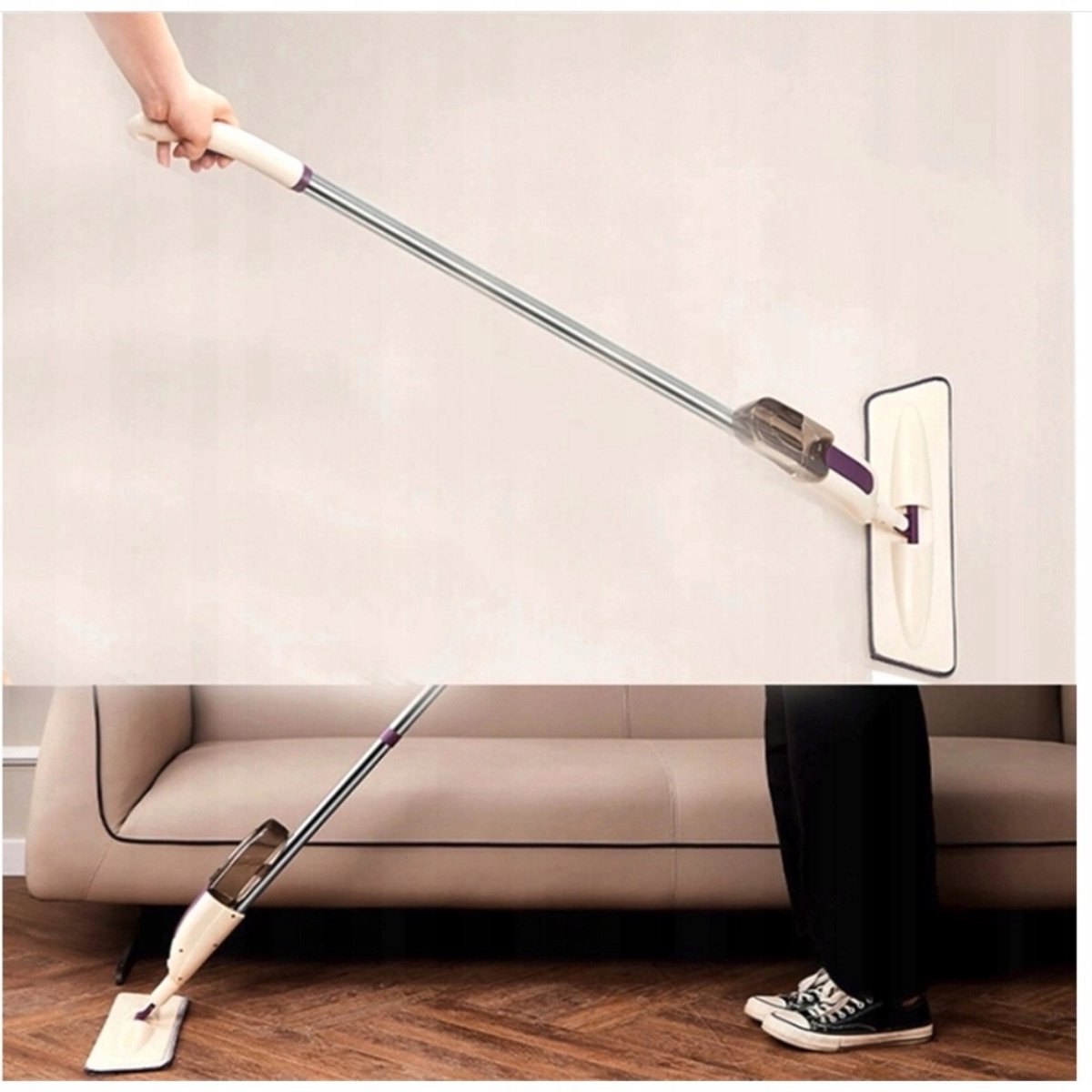 Merkloze Vloeren en Muur Mop met 400ml Spray en Microvezel