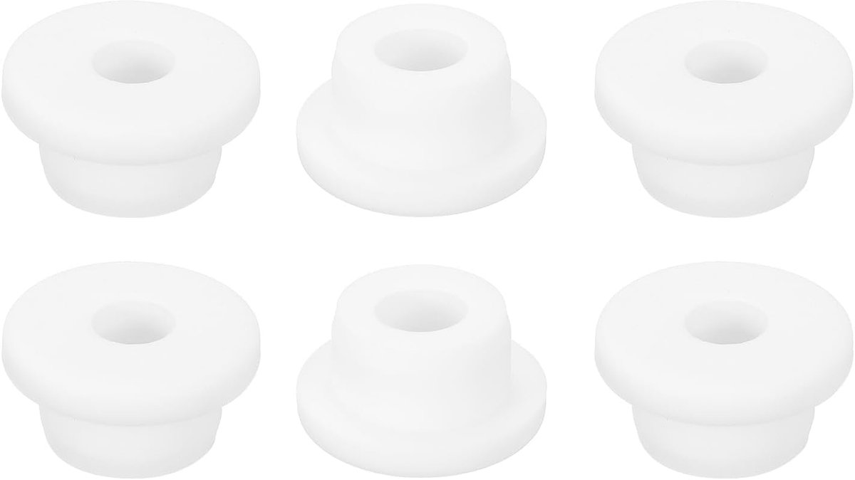 6 stuks rubberen schijven 19 mm boorgat, 10 mm ID-gat, witte schijfschijf van siliconen voor bekabeling, auto