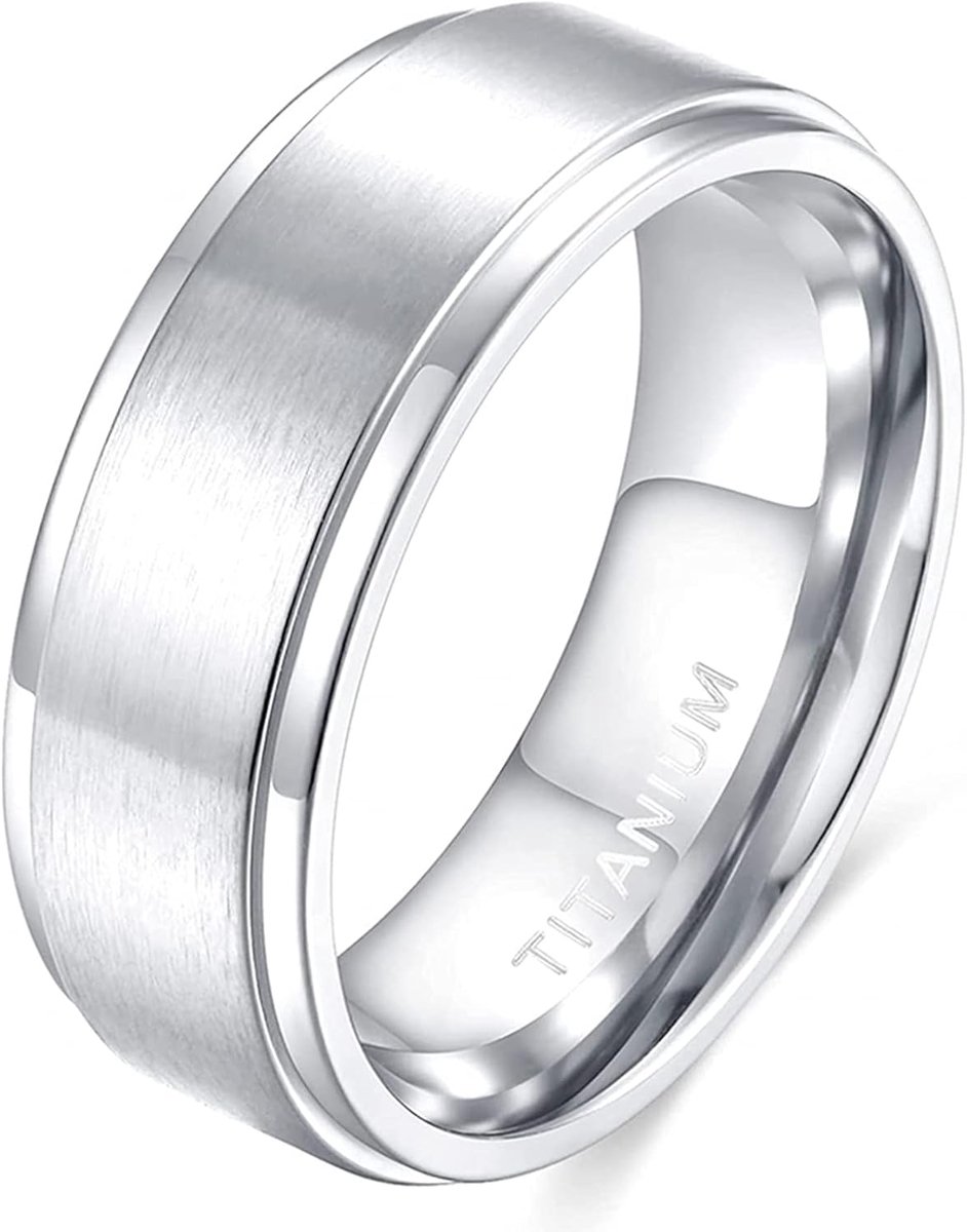 Ring voor heren en dames, titanium, verlovingsring, trouwring, zilver geborsteld, 4 / 6 / 8 mm