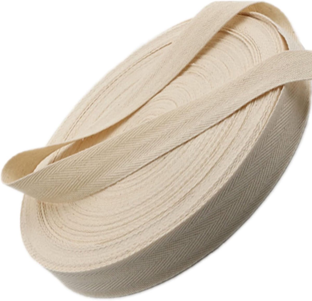 1 Inch Katoen Twill Tape Lint 50 Yard, Zachte Natuurlijke Webbing Tape Roll Visgraat Bias Tape voor Naaien DIY Ambachten Woondecoratie, Beige