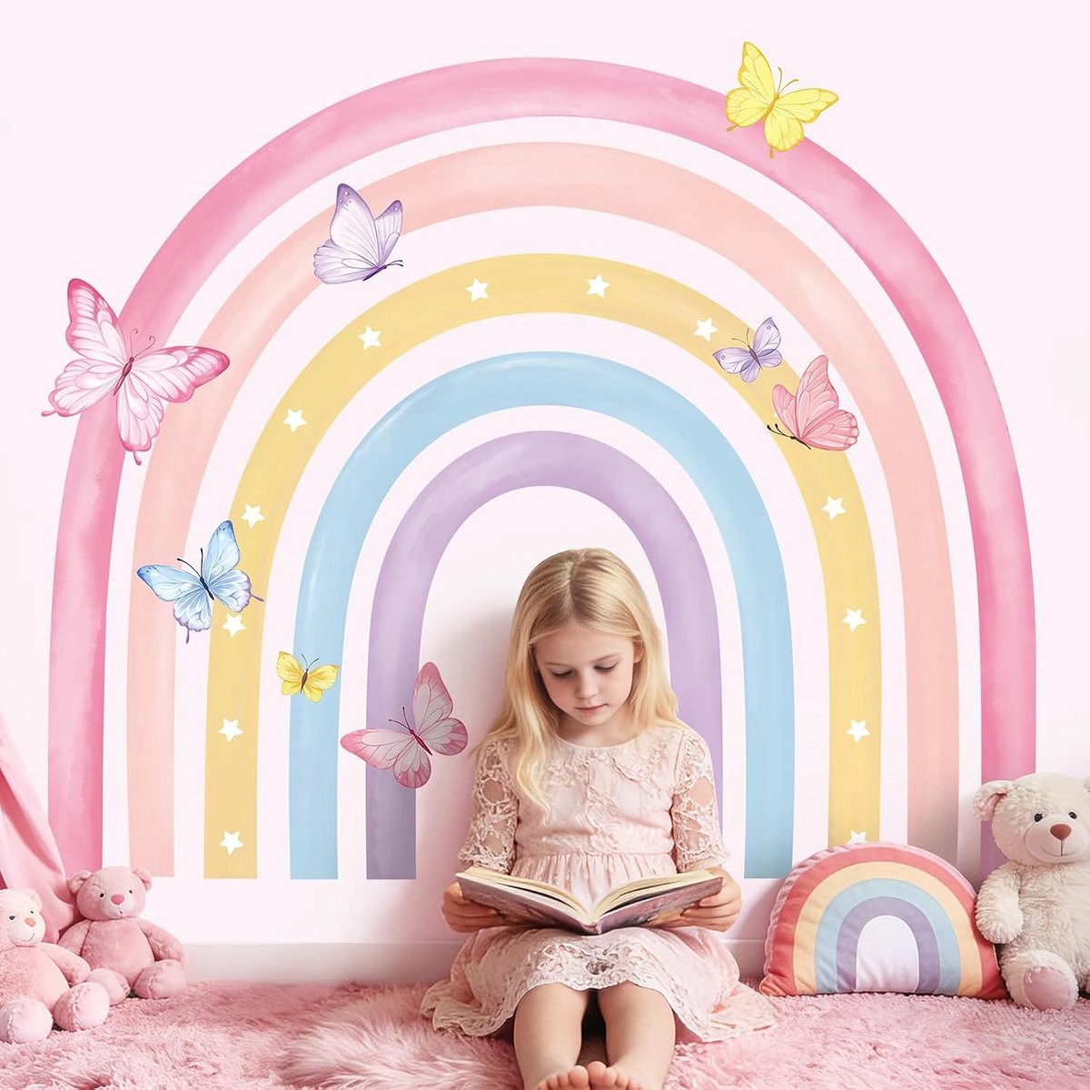 Muurstickers Vlinder Schil en Stok Muur Art Decals voor Baby Nursery Kinderkamer Meisjes Slaapkamer