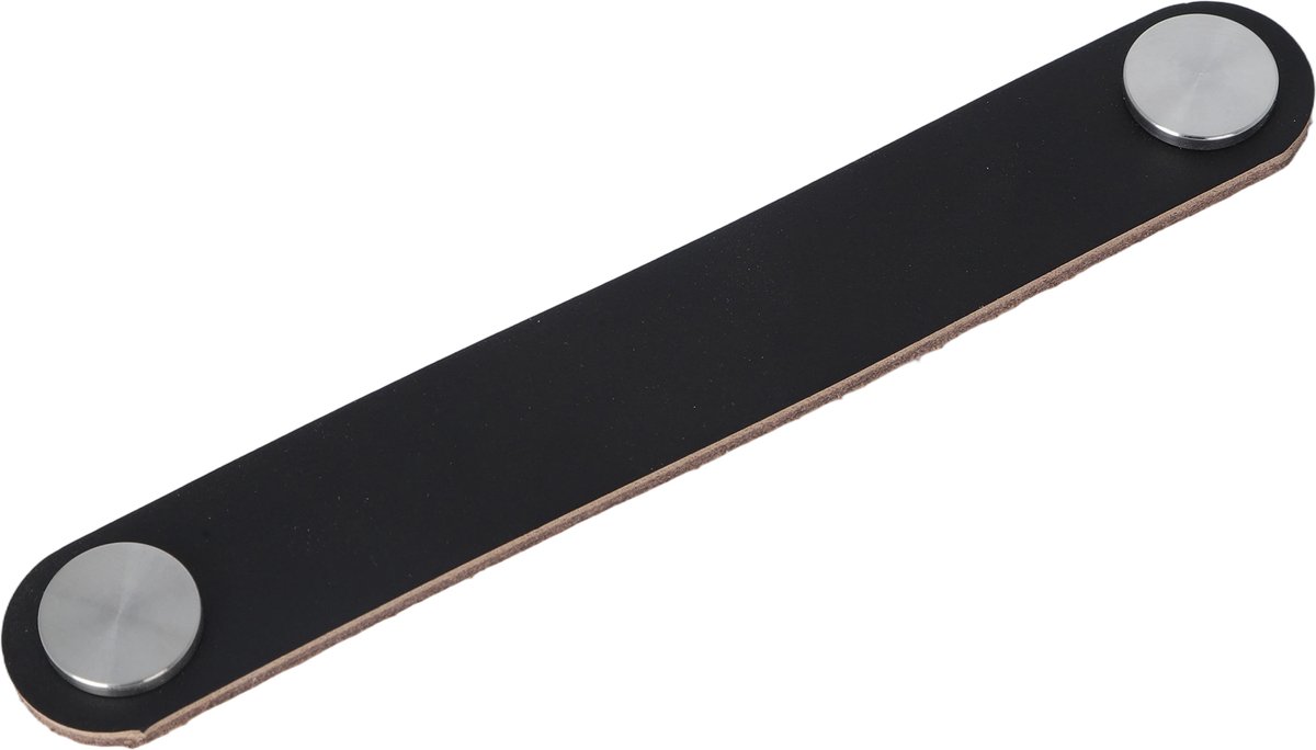 Meubelgreep leer Elena zwart 168mm RVS