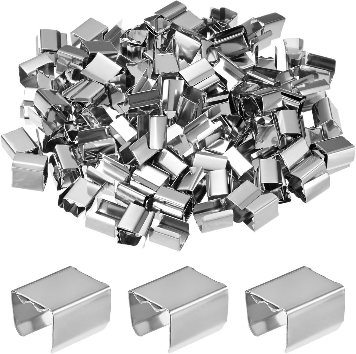 200-pack vouwbare krimpdoppen, 0,5 x 0,4 in/12 x 10 mm krimpbevestigingsmiddelen lintuiteinden met klemmen voor sieraden maken/lederen decor/doe-het-zelf/armbanden, riemgesp eindpunt
