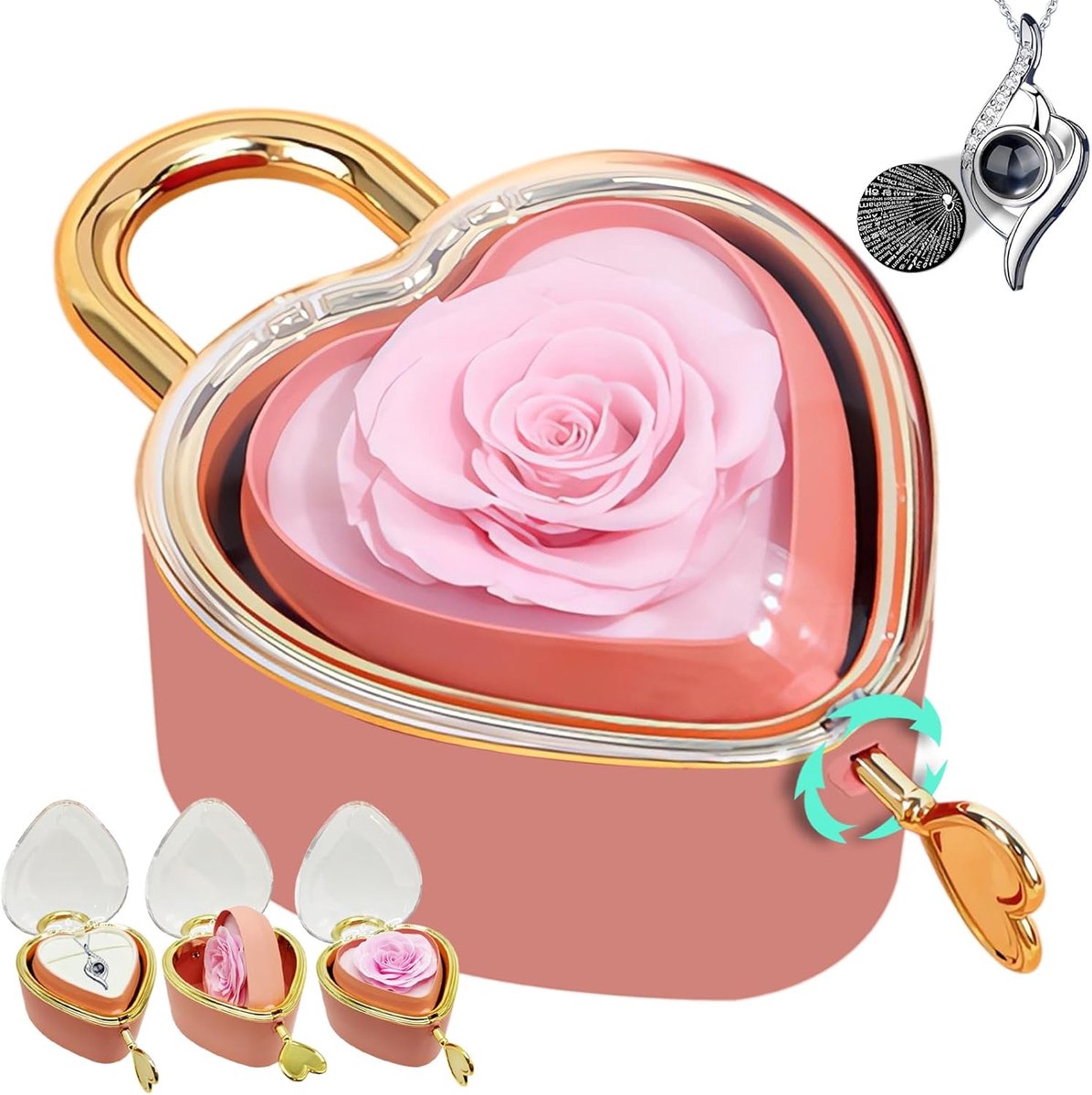 Preserved Roses Gifts, Birthday Gifts for Women, Pink | Preserved Red Real Rose Heart Shape Gift box for Anniversary Mothers Day Gifts for Mom Wife Grandma, Gifts Idea