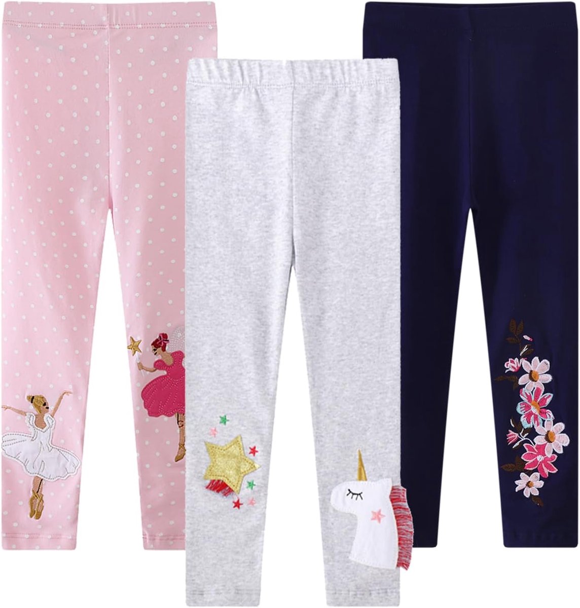 Leggings multipack, kinderbroek kleine kinderen van katoen, set van 3 stuks, Dansen