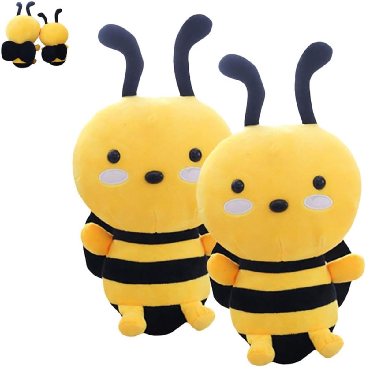 2 stuks pluche bijen, zacht knuffelkussen, schattig knuffeldier voor decoratieve bijen, knuffeldier, huidvriendelijk en ademend, speels, voor jongens en meisjes