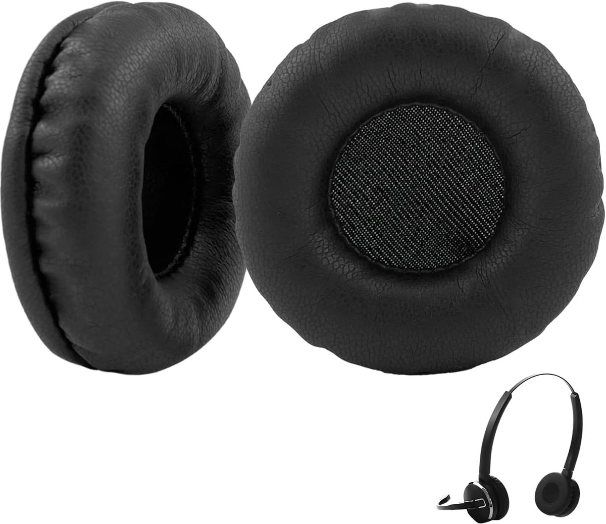 Compatibel voor Jabra PRO 9470, 9465, 9460, 9450, 935, 930, 920 lederen oorkussens, perfect voor dagelijks luisteren (2 stuks, zwart)
