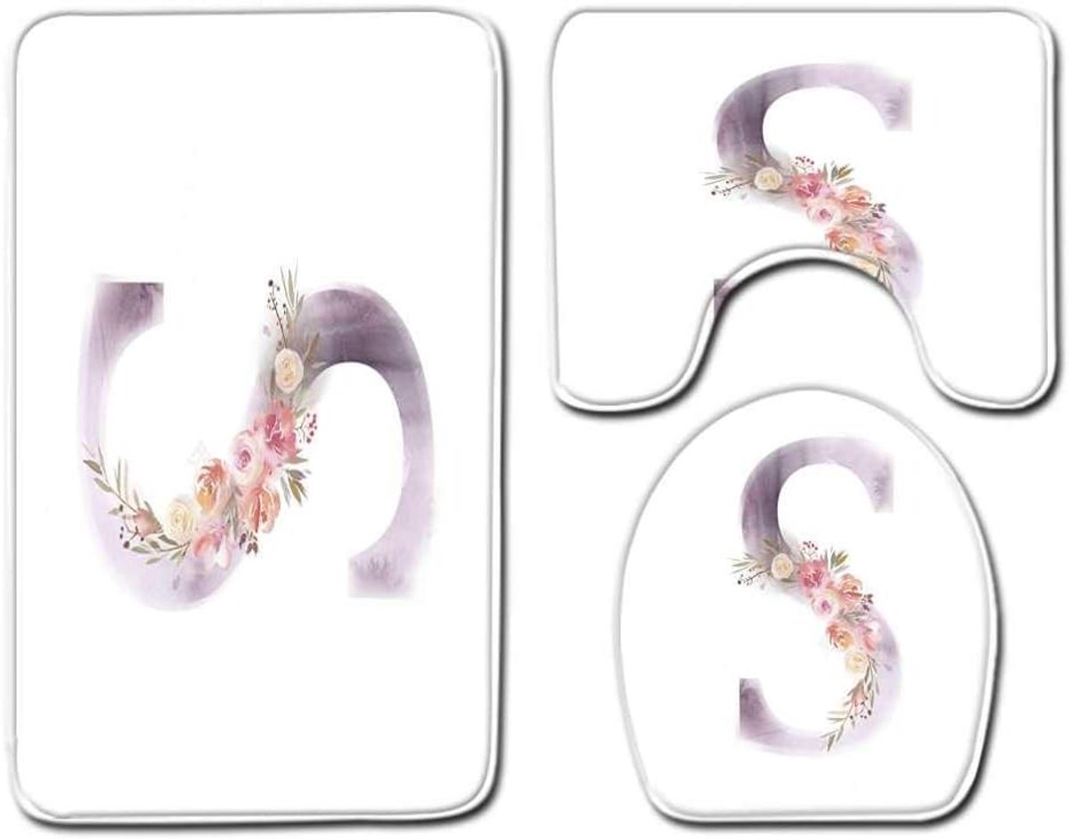 Toilet Driedelige Set, Badkamer Anti-slip Mat, Vloermat Tapijt, Badkamer Mat, Badmat, Toiletmat 45cmx75cm