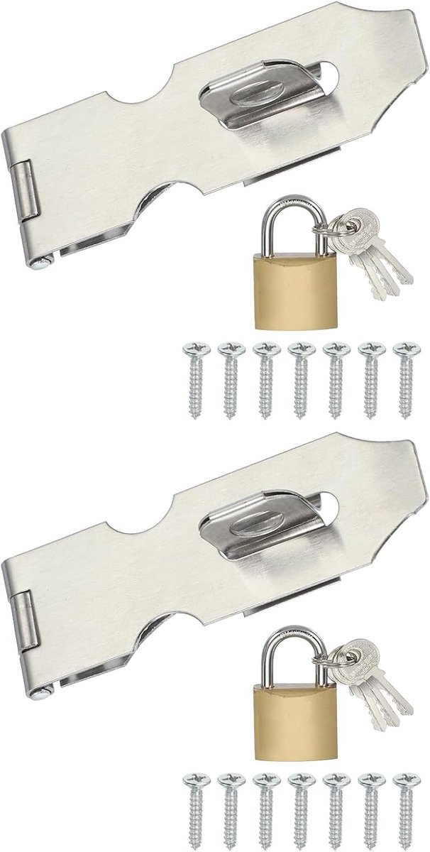 3,0 Inch Deurslot Hasp Latch, 2 Pack 304 Roestvrij Staal Beveiliging Hangslot Deurslot Hasp met Schroeven voor Gate Kasten Schuur Kluisjes, Zilver