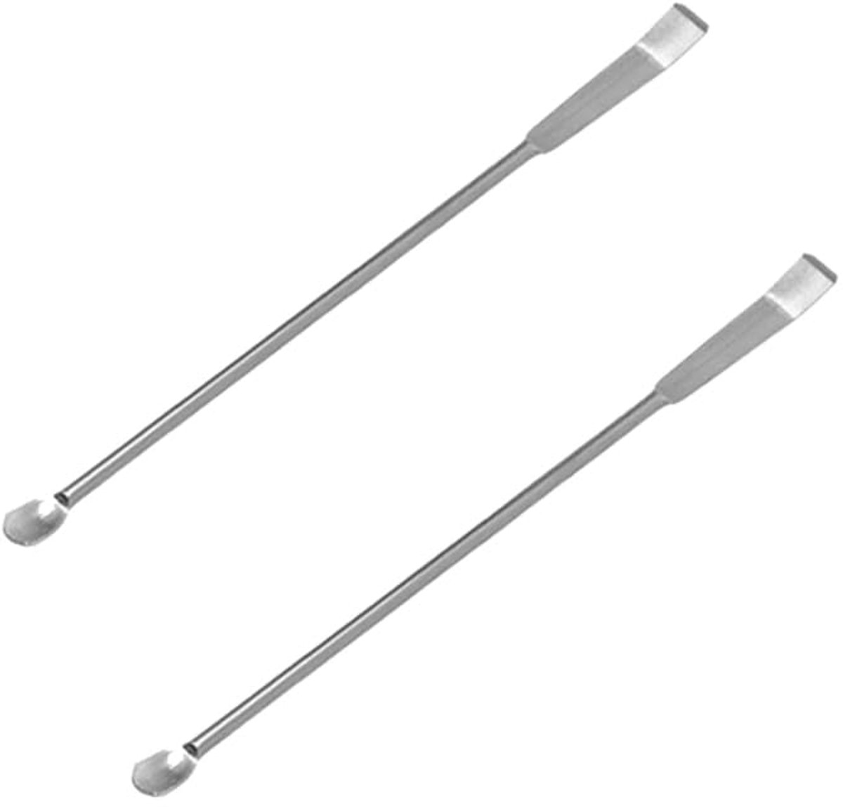 2 X Micro Laboratoriumbemonsteringsreagenslepel, 100 MM. - 250 MM. 304 Roestvrij staal 2 in 1 Dubbele Hoofd Laboratorium die Spatel mengen