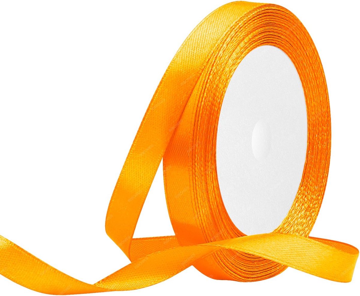 Lint oranje, 10 mm x 22 meter vaste stoffen linten voor geschenkverpakkingen, boeketten, kunsthandwerk en bruiloftsfeestdecoratie