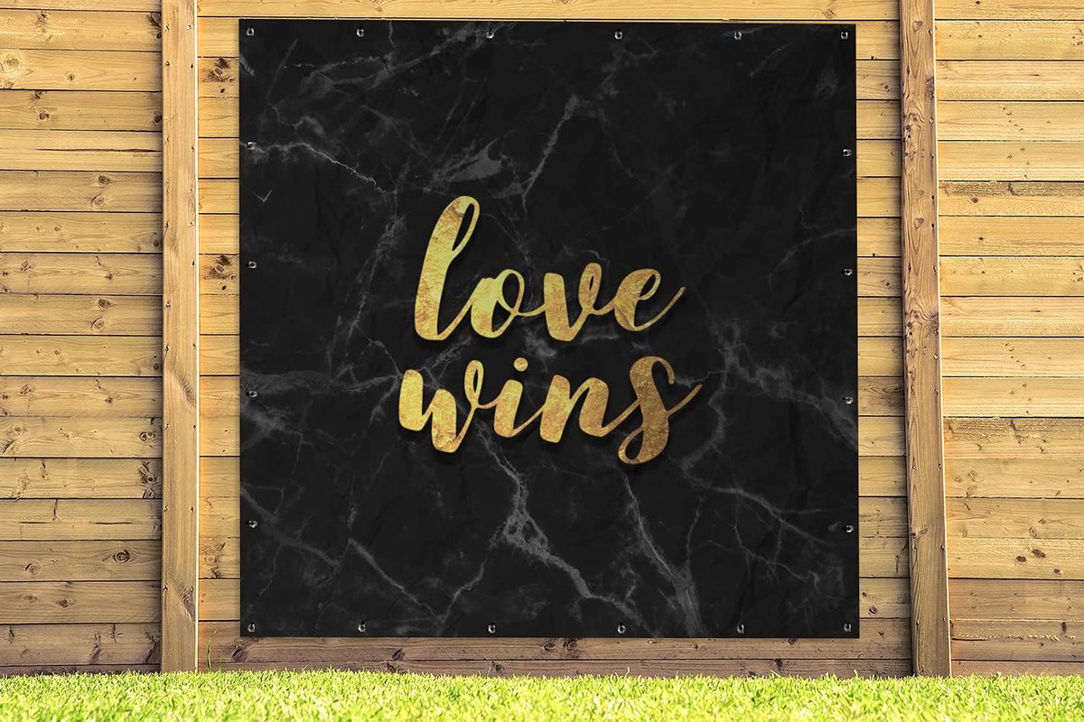- 200x200 cm - Quote - Love - Marmer - Goud