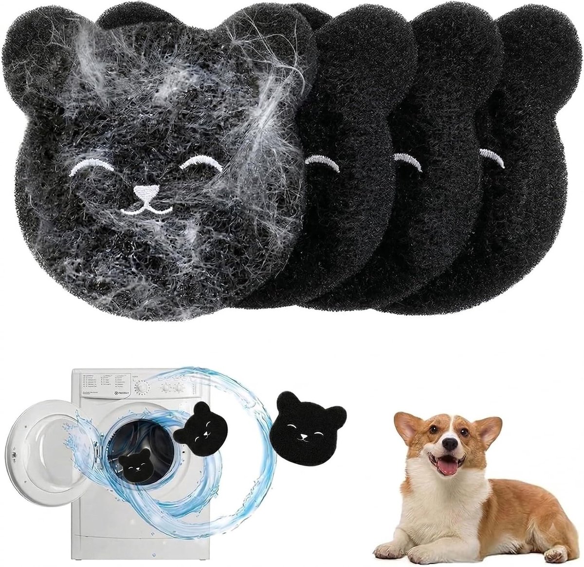 4 stuks haarvangers voor wasmachine, haarvanger voor wasmachine, herbruikbare haarvanger, herbruikbare haaropvangbal, wasballen, haarvanger (B).
