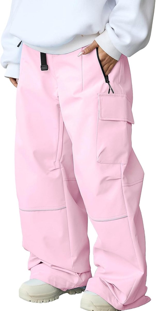 Skibroek voor dames, sneeuwbroek, waterdicht, winddicht, warm gevoerd, afneembare softshellbroek, cargo, snowboardbroek, skibroek, outdoorbroek