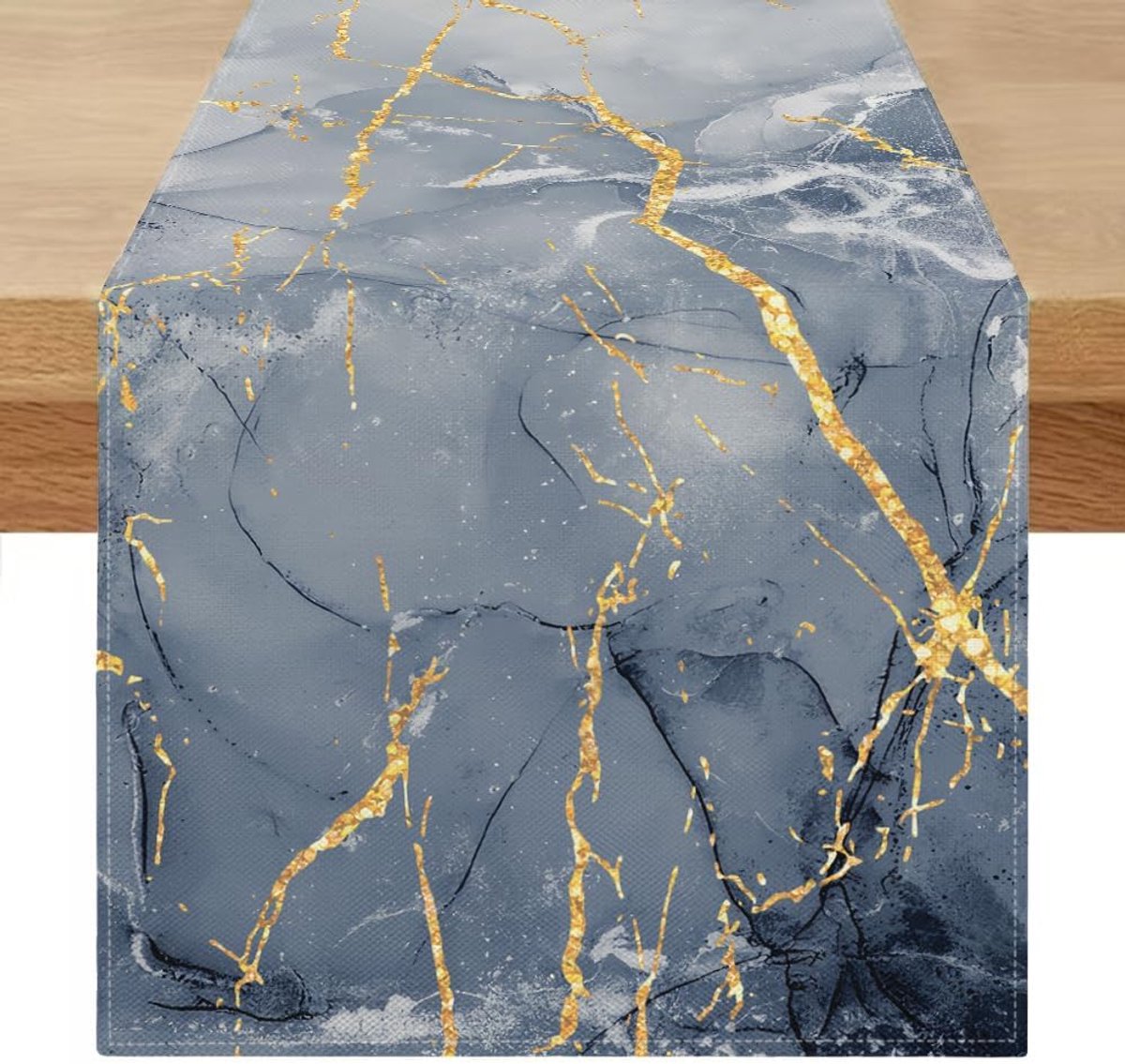 Tafelloper wasbaar lente 40 x 100 cm zomer tafelloper modern marineblauw en grijs tafeldecoratie goud getextureerd marmer voor café eetkamer commode salontafel finale